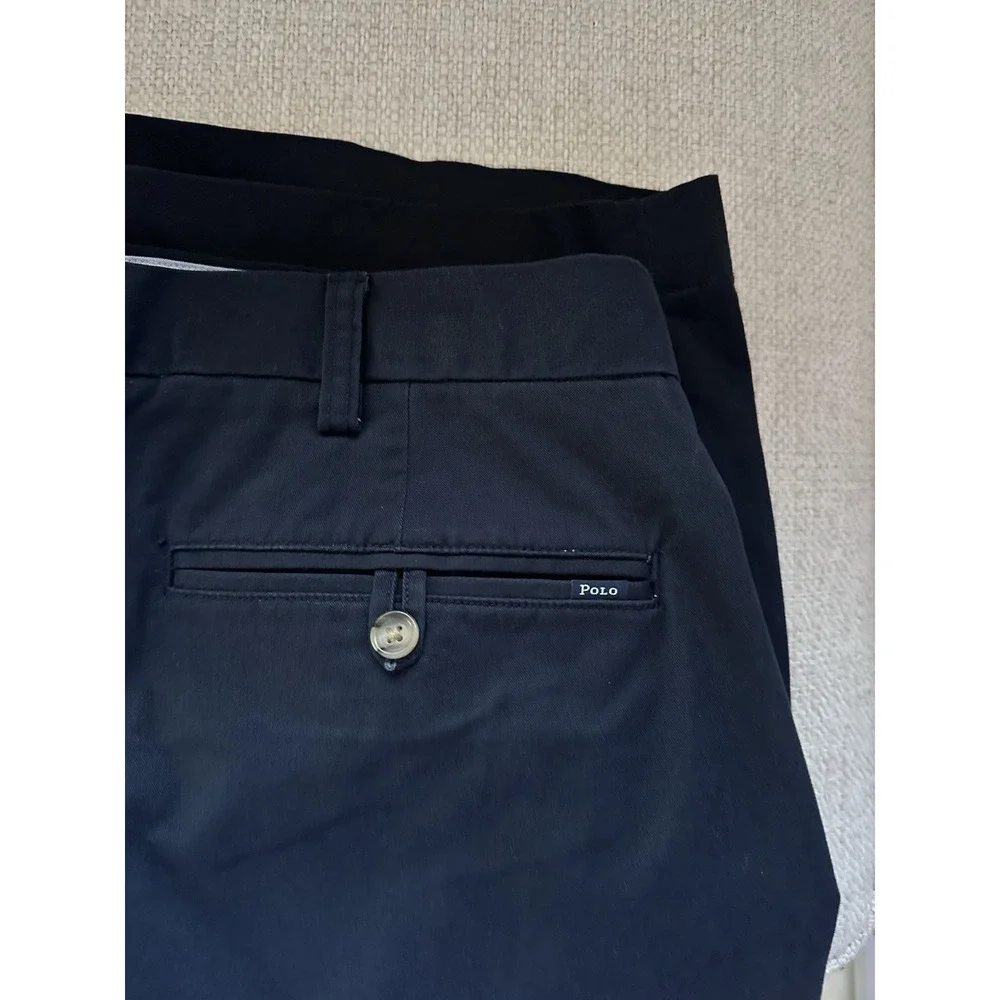 Polo Ralph Lauren  Navy Blue Stretch Classic Fit Chino Shorts Pockets